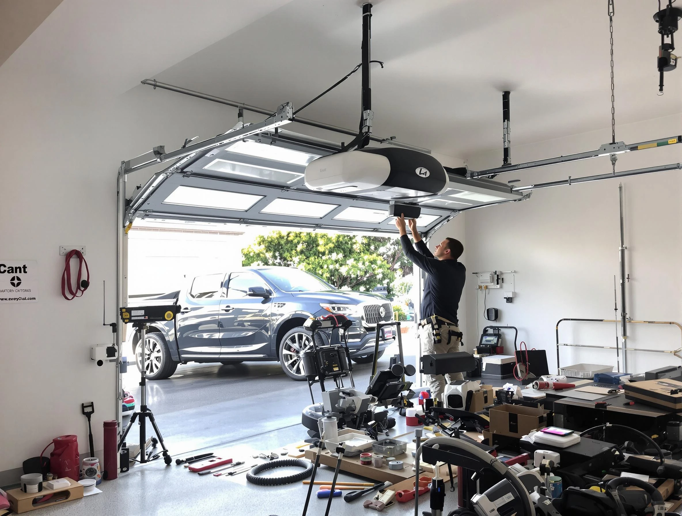 Arcadia Garage Door Repair specialist installing smart garage door opener system in Arcadia home