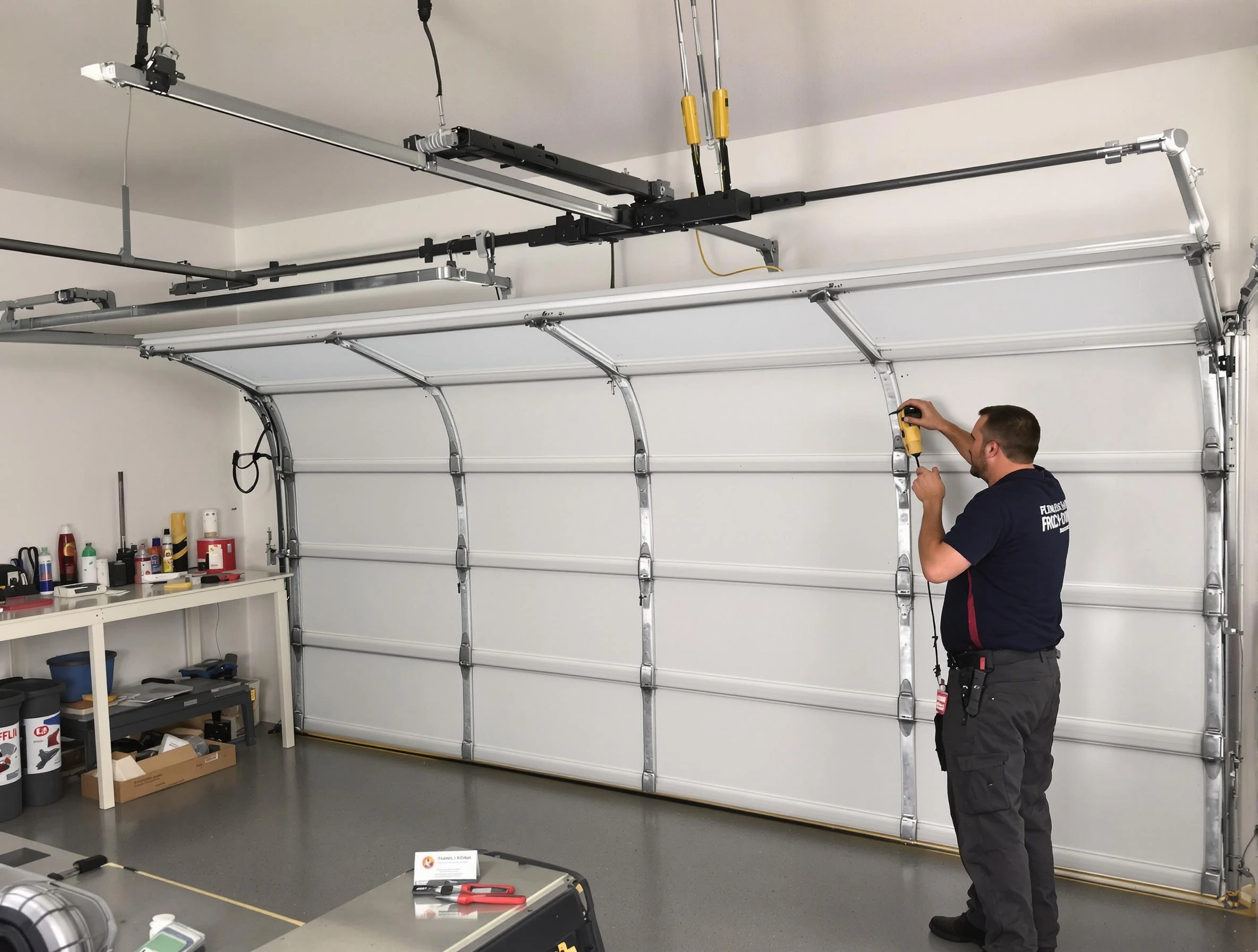 Arcadia Garage Door Repair certified technician performing overhead door system repair in Arcadia